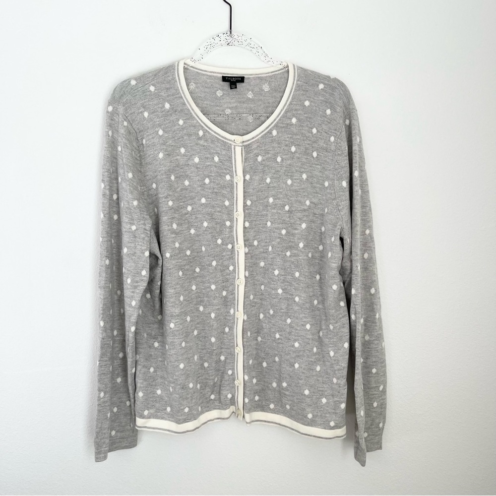 Talbots Cardigan Sweater Polka Dot Wool Cashmere Blend Size XLp